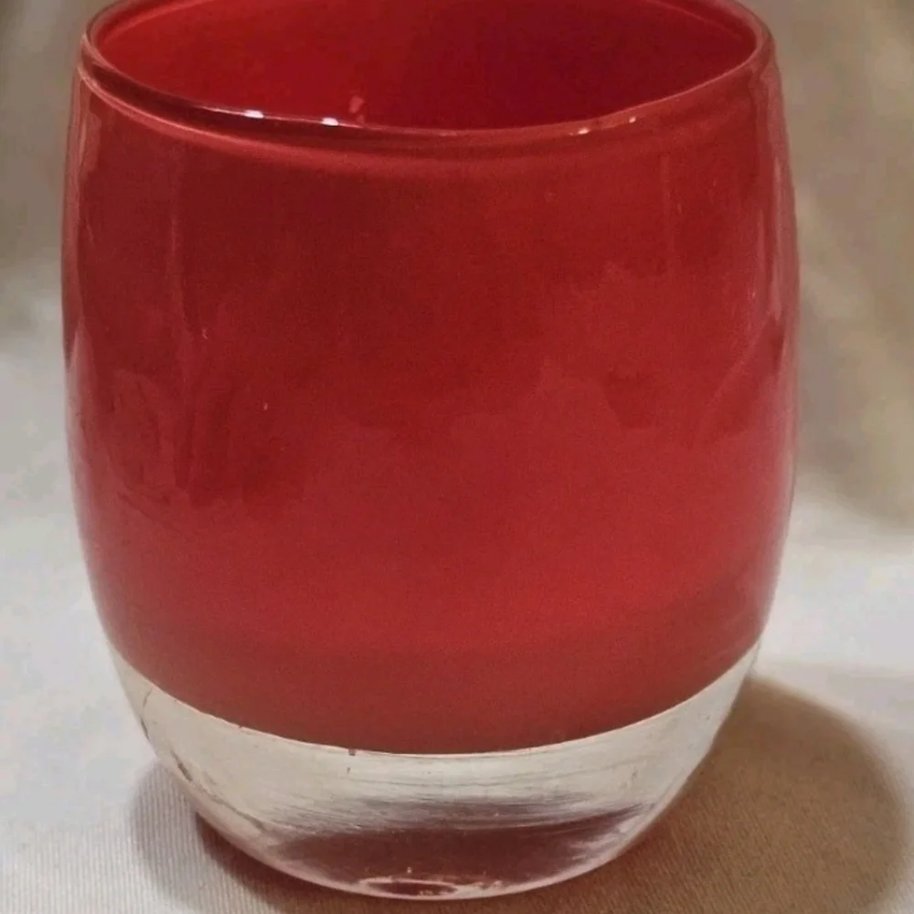 Glassybaby Handblown Candle Votive Orange Pre- Triskelion Drinking Glass